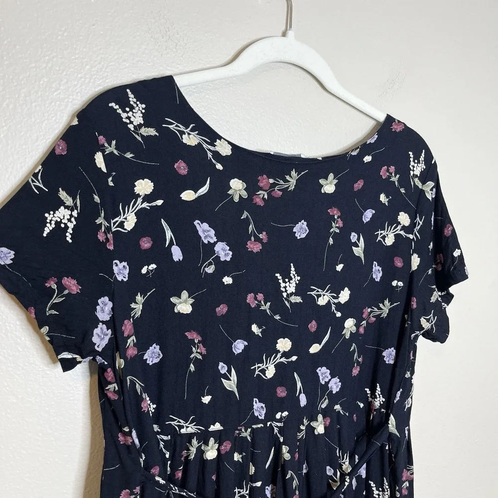 Vintage Women's‎ Dress Long Dark Floral Whimsigoth 11 12 Babydoll Vampy Grunge - Picture 2 of 5